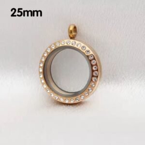 Relicario Locket con Piedras Rose Gold