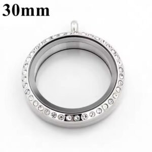 Relicario Locket con piedras Plateado