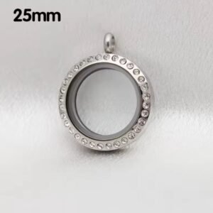 Relicario Locket con Piedras Plateado