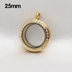 Relicario Locket con Piedras Dorado